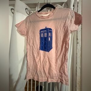 Pink T-Shirt with Blue Graphic